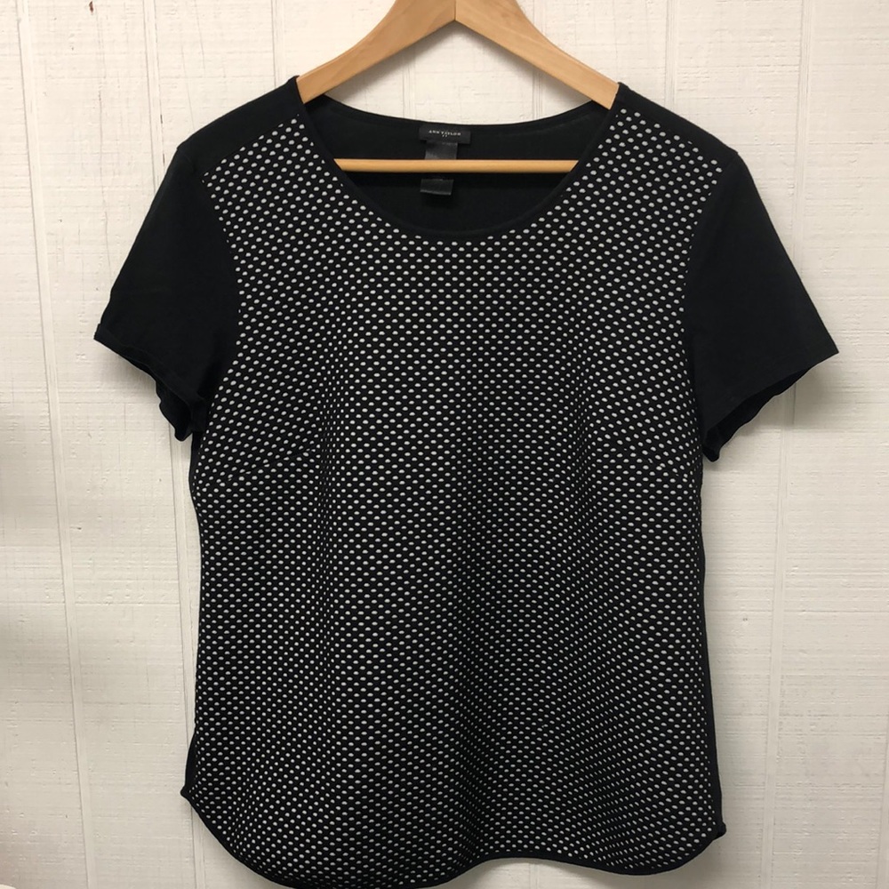 Ann Taylor black and white dot T-shirt
